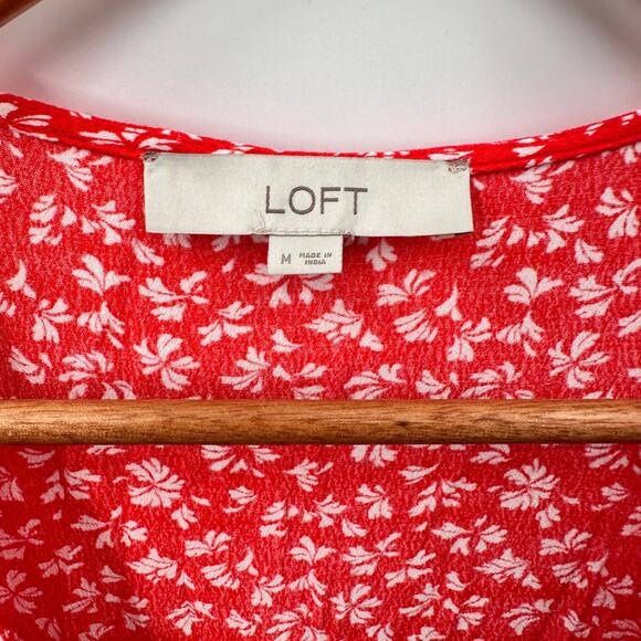 LOFT Floral Ruffle Sleeve Wrap Midi Dress // 8 - Picture 6 of 13